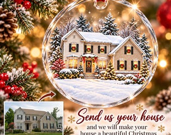 Custom Your House as Winter Wonderland Christmas Ornament.