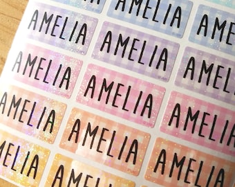 Glitter Plaid Medium Waterproof Name Stickers- Daycare Labels- Kids labels- Medium Size- Customized Labels Hanprinting