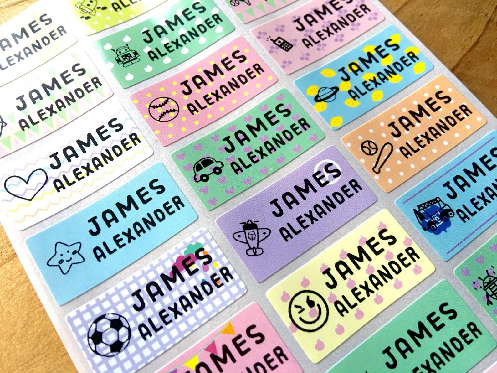 Personalized Kids Name Labels: Pastel Boy Icon Designs, Waterproof ...