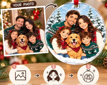 Custom Cartoon Style Christmas Ornament.
