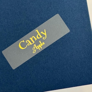 Stylish Gold Ink Clear Waterproof Name Stickers for Business School & Daycare Labels- Long Custom Personalized Label elegant beautiful amazing name stickername label HanPrinting