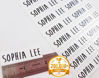 White Long Custom Waterproof Name Stickers: School, Daycare & Business Labels