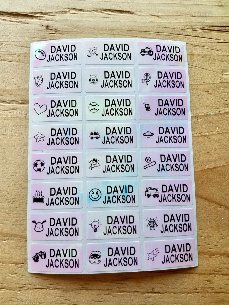 72 Waterproof Name Stickers Daycare Labels Medium Pink Etsy