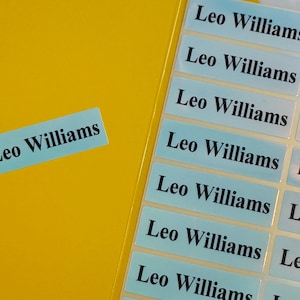 Longs autocollants imperméables bleus hologrammes pour garderie d'école et étiquettes d'entreprise - Etiquettes pour enfants - Etiquettes personnalisées - Hanprinting