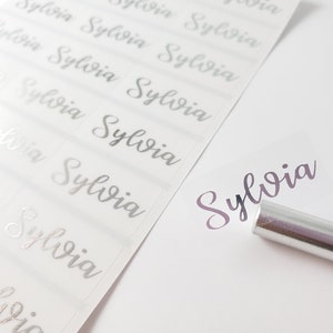 SILVER INK Klare wasserdichte Namensaufkleber für Business Kids & Tagespflege Etiketten - Klare Kinder spülmaschinenfest Medium Custom Labels Hanprinting