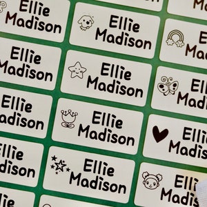 24 White Iron On Labels with Girl Images For Clothing & Fabrics - Medium Size Sew on Sewing label-  Iron On Labels - Cloth Label Hanprinting