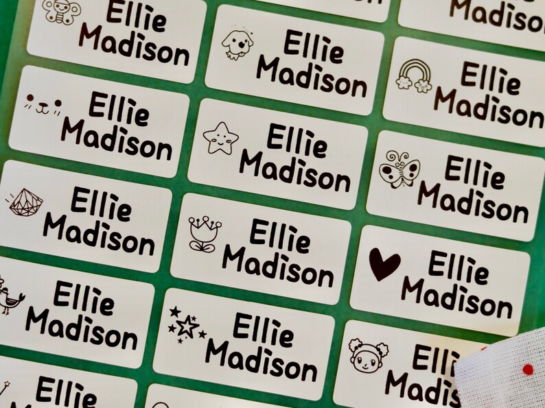 24 White Iron On Labels with Girl Images For Clothing & Fabrics - Medium Size Sew on Sewing label-  Iron On Labels - Cloth Label Hanprinting