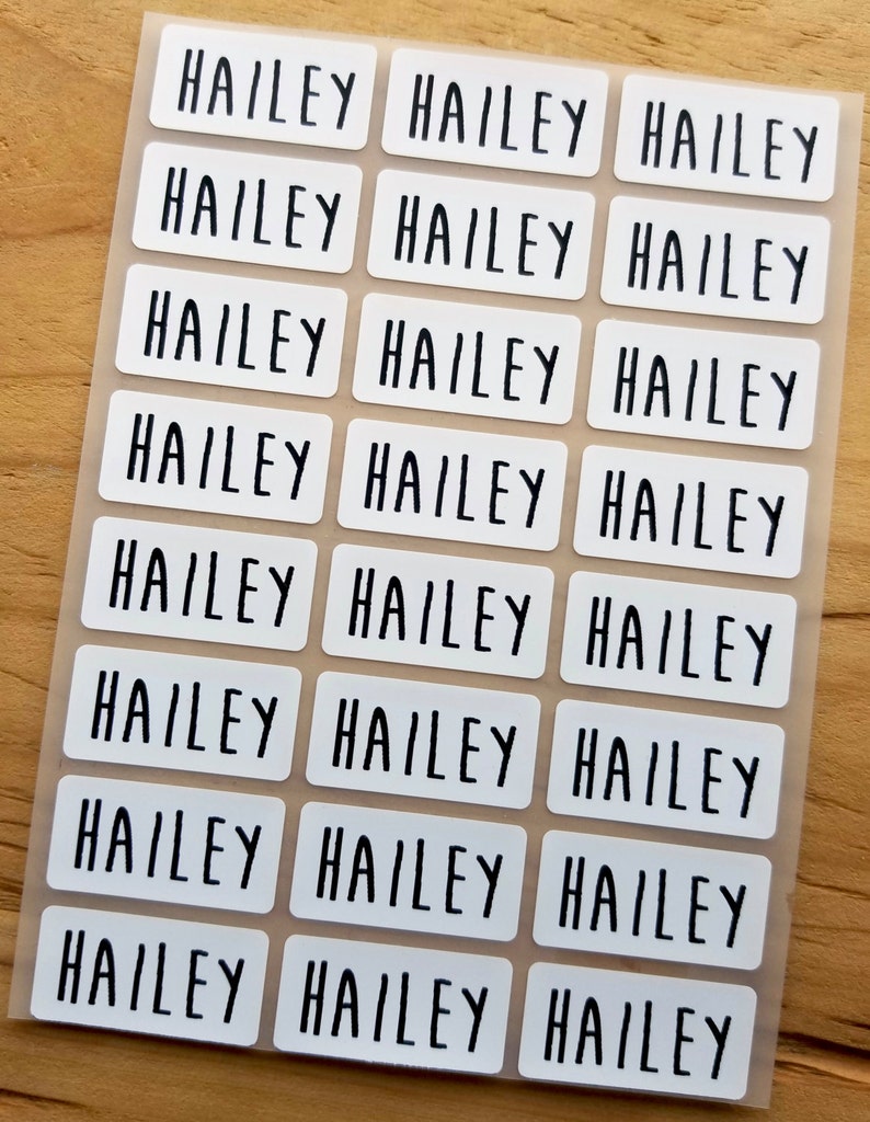 24 White Iron On Labels for Clothing & Fabric- Medium Size Iron On Labels - Sew on Sewing label - Clothing Label name tag hanprinting