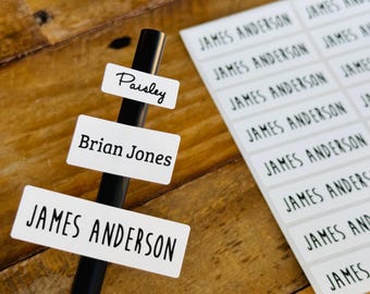 Custom White Waterproof Name Stickers for Kids Daycare & Business Labels- Long Personalized School Supply Lunchbox Water Bottle Hanprinting