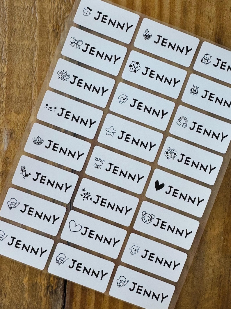 24 White Iron On Labels with Girl Images For Clothing & Fabrics - Medium Size Sew on Sewing label-  Iron On Labels - Cloth Label Hanprinting