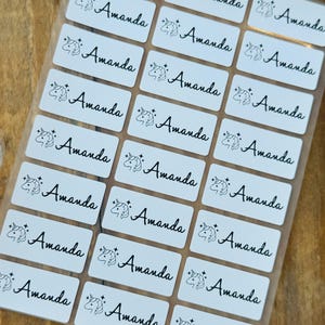 24 White Iron On Labels with Girl Images For Clothing & Fabrics - Medium Size Sew on Sewing label-  Iron On Labels - Cloth Label Hanprinting