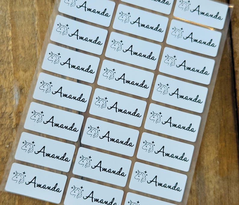 24 White Iron On Labels with Girl Images For Clothing & Fabrics - Medium Size Sew on Sewing label-  Iron On Labels - Cloth Label Hanprinting