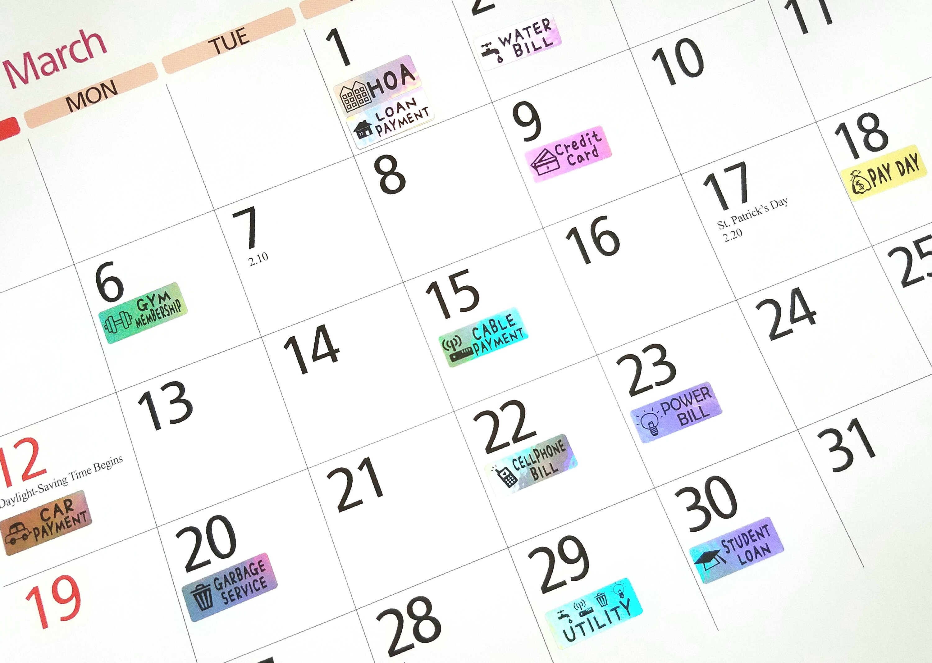 3 Sets Of 24 Payment Due Date Scheduling And Organization Etsy