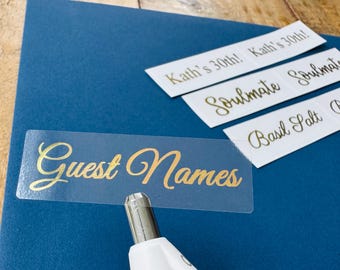 Personalized Guest list Clear Name Stickers: Birthday Wedding Custom Labels for Gifts