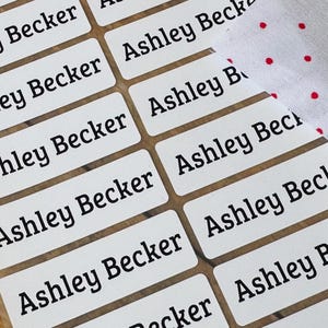 16 Long Size White Fabric Labels for Clothing Fabrics and Textiles Iron On Labels - Sew-on Sewing label - Cloth Label - Hanprinting