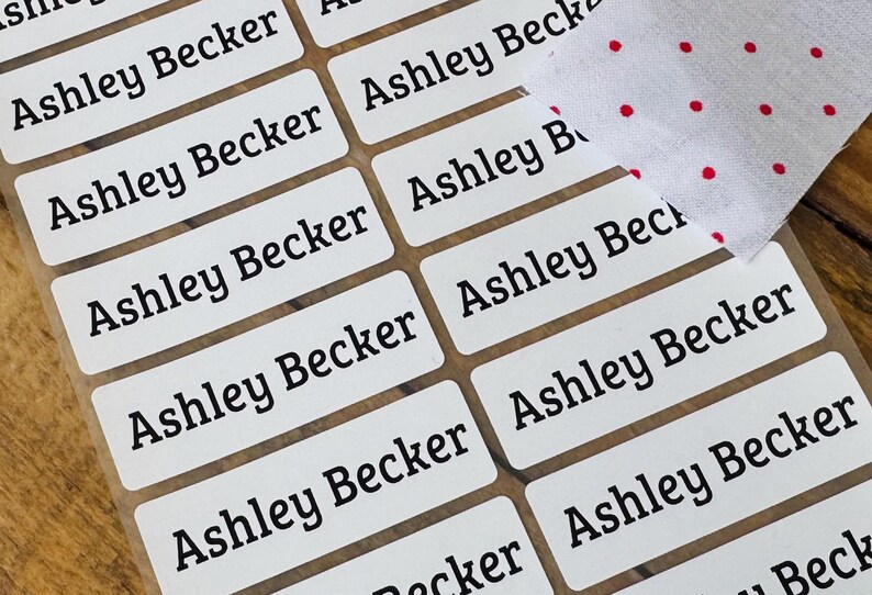 16 Long Size White Fabric Labels for Clothing Fabrics and Textiles Iron On Labels - Sew-on Sewing label - Cloth Label - Hanprinting