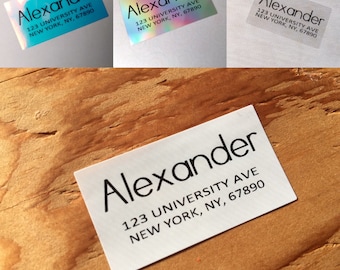 Return Address Labels - Modern Minimal Style Labels - Waterproof White Hologram Hanprinting