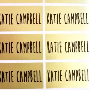 30 große Metallic Gold wasserfest Namen Aufkleber für Schule Geschäft & Kindergarten Etiketten-personalisierte kundenspezifische Etiketten hanprinting