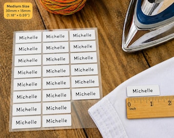 Custom Iron-On Clothing Labels: Medium Size Name Tags (24 Pack)