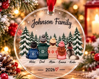 Custom Winter Family Christmas Ornament.