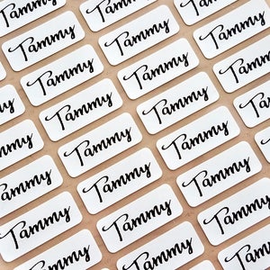 48 White Iron On Labels For Clothing & Fabric - Small Size - Iron On Labels - Sew on Sewing label - Cloth Label Hanprinting