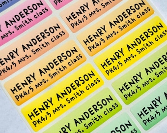 Rainbow Name Stickers: Waterproof Personalized Kids Labels