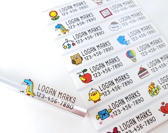 Personalized Waterproof Name Stickers: Kids School & Daycare Long Labels