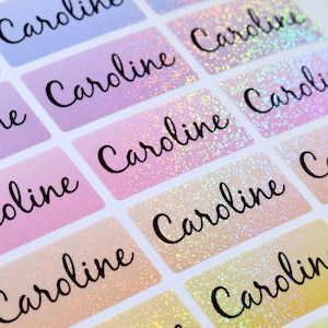 Glitter Rainbow Waterproof Name Stickers- Daycare Labels- Print Kids labels- Medium Size- Customized Labels- Hanprinting