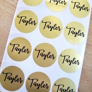 36 Metallic Gold Kreis Wasserdicht Namensaufkleber für Geschäft & Schule Kindergartenetiketten - Personalisierte benutzerdefinierte Etiketten Hanprinting