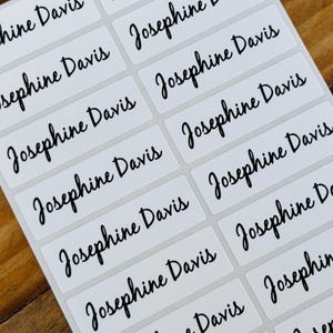 White Long Custom Waterproof Name Stickers: School, Daycare & Business Labels