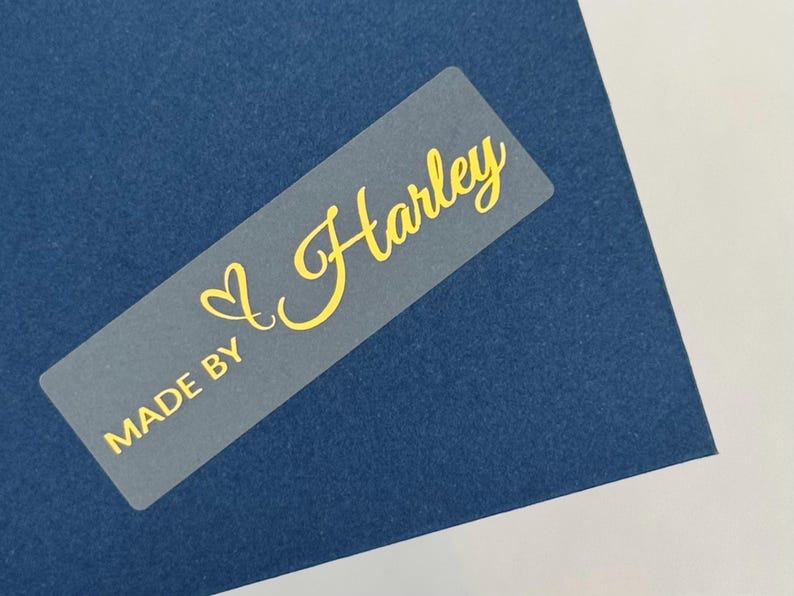 Stylish Gold Ink Clear Waterproof Name Stickers for Business School & Daycare Labels- Long Custom Personalized Label elegant beautiful amazing name stickername label HanPrinting