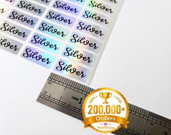 Small Silver Hologram Personalized Name Stickers: Waterproof School Labels