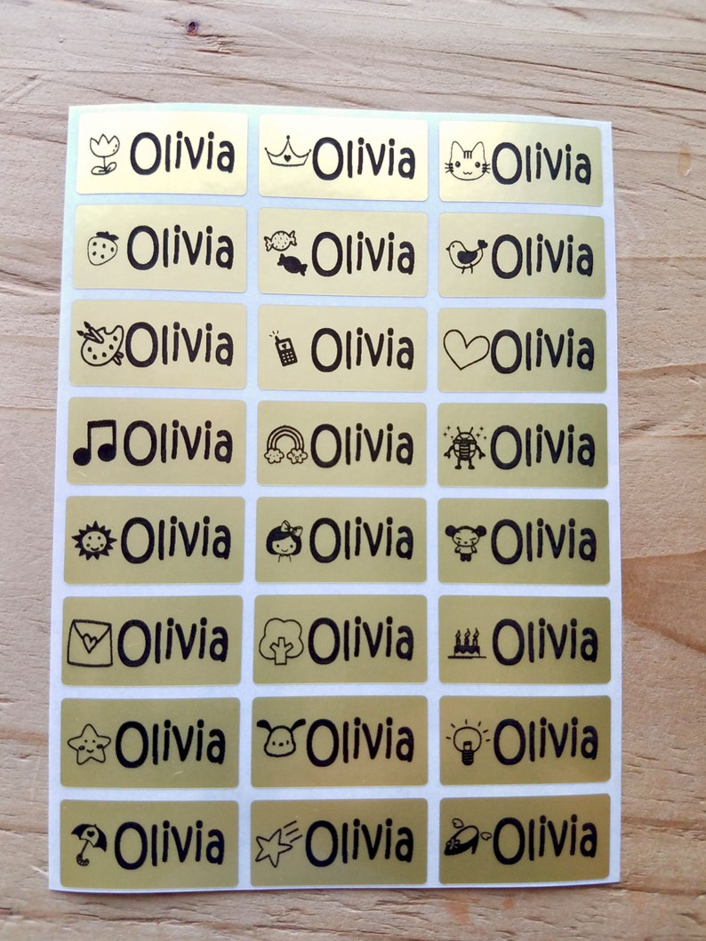 72 Waterproof Name Stickers Daycare Labels Medium Metallic Etsy