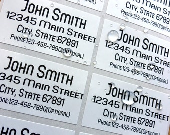 30 Waterproof Custom Return Address Labels - Glossy White Hanprinting