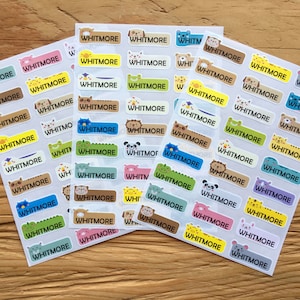 Cute Animal Small Waterproof Name Stickers Daycare Labels School labels Animal Design Kids labels Name Stickers HanPrinting image 6