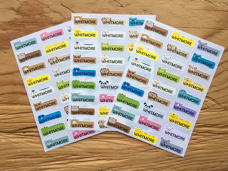 Cute Animal Small Waterproof Name Stickers Daycare Labels School labels Animal Design Kids labels Name Stickers HanPrinting image 6