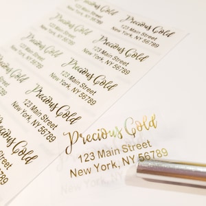 GOUDEN INK Retouradreslabels met cursief lettertype. Etiketten voor kerstkaarten - stickers trouwkaarten - waterdichte handafdruk