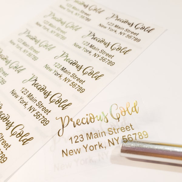 Adressetiketten in Goldtinte – Etiketten in kursiver Schriftart – Etiketten für Weihnachtskarten – Aufkleber für Hochzeitseinladungen. Wasserfester Druck