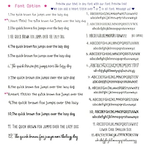 May include: A display of font options on a white background, showcasing the phrase "The quick brown fox jumps over the lazy dog" in different styles. The text includes uppercase, lowercase, and stylized fonts, with an alphabet preview.