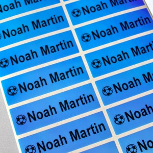 Long Blue Hologram Waterproof Name Stickers Daycare Labels Print Kids labels Long Size Customized Labels Hanprinting image 2