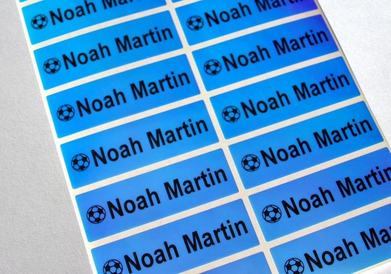 Long Blue Hologram Waterproof Name Stickers Daycare Labels Print Kids labels Long Size Customized Labels Hanprinting image 2