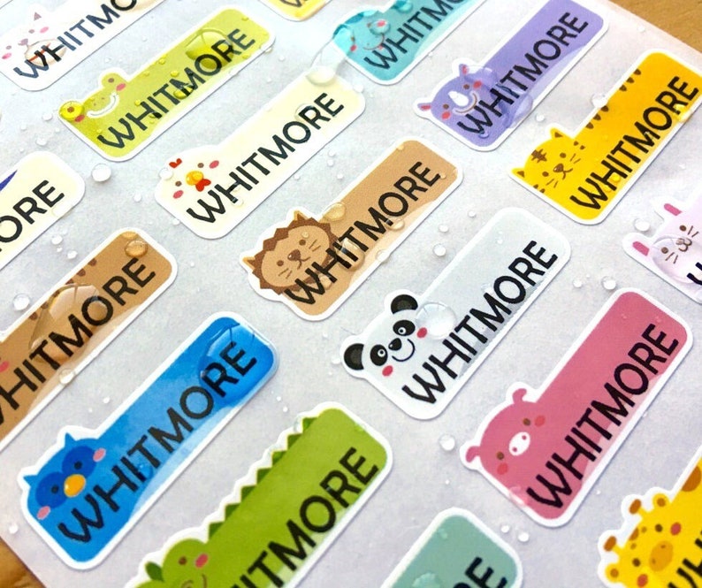 Cute Animal Small Waterproof Name Stickers Daycare Labels School labels Animal Design Kids labels Name Stickers HanPrinting image 4