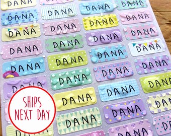 Pastel Personalized Waterproof Name Stickers: School & Daycare Labels