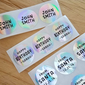 36 Kreis Silber Hologramm wasserdicht Namen Aufkleber für Business & Schule Kindergartenetiketten - personalisierte benutzerdefinierte Etiketten Hanprinting