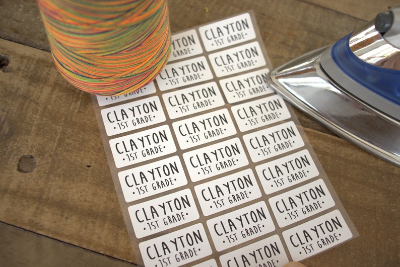 24 White Iron On Labels for Clothing & Fabric- Medium Size Iron On Labels - Sew on Sewing label - Clothing Label name tag hanprinting