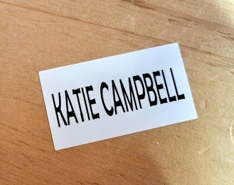 30 Large Size Glossy White Waterproof Name Stickers- Daycare Labels- School Labels- Large Rectangle Labelshanprinting