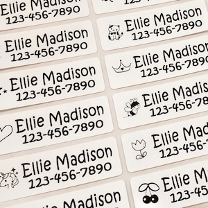 Girl&#39;s Iron On Clothing Labels: White Fabric Name Tags, Sew-On Option