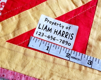 9 White Iron On Labels for Clothing & Fabrics - X-Large Size - Sew On Labels -  label - Cloth Label - Extra Large Labels hanprinting