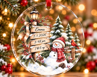 Custom Snowman Baby Christmas Ornament for babies and family.