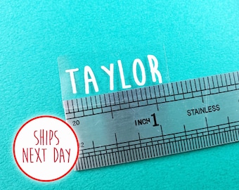 White Ink Clear Name Stickers: Waterproof Daycare Medium Labels